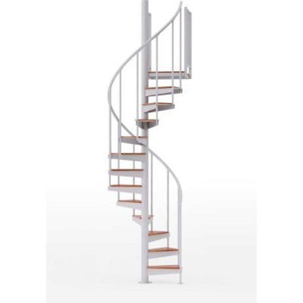 Ss Industries Holding Global Industrial„¢ Condor 36"H Platform 2 Rails Spiral Stair Kit, 42"Dia, 12'H, Oak Covers, Wht EP42W10W102